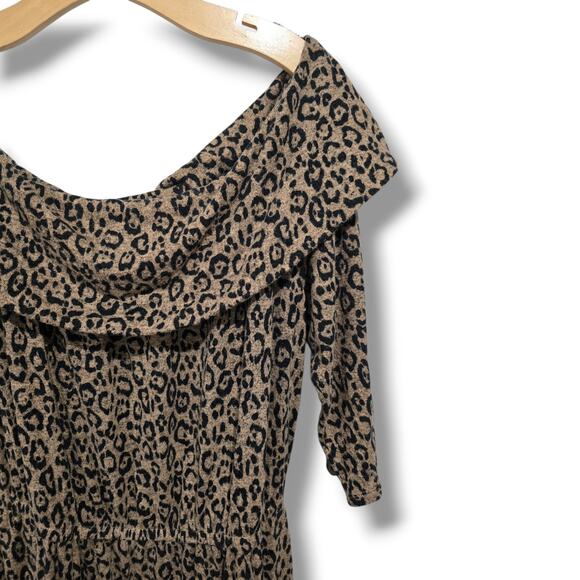 Lane Bryant Leopard Animal Print Off-Shoulder Dress Women’s 14/16 Casual Fit - Picture 2 of 8